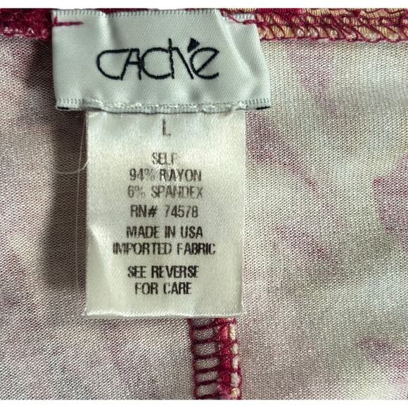 Vintage Cache Faux Wrap Midi Dress Size Large Animal Print Pink Bodycon Ruched - Picture 5 of 7